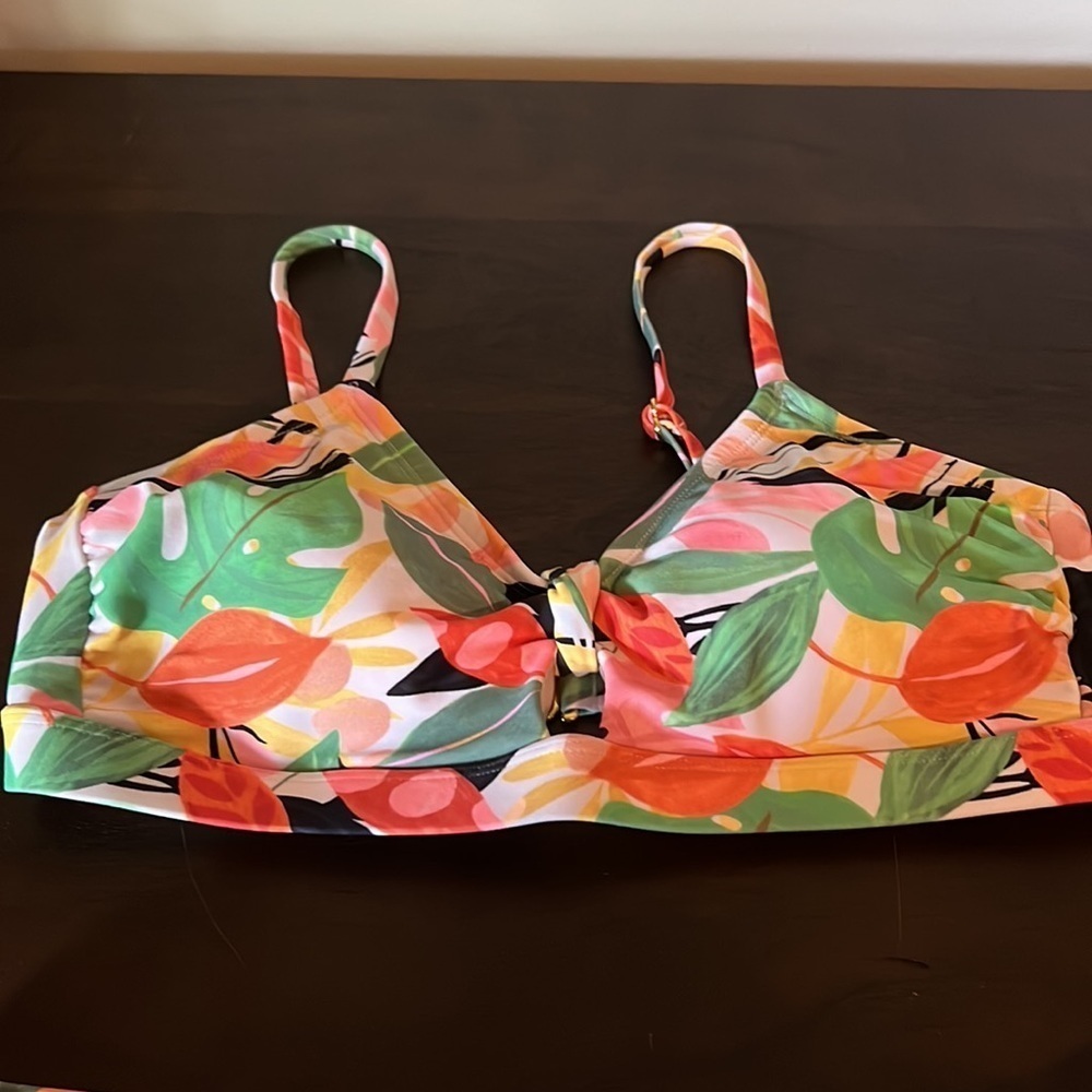 Kona Sol tropical leaves V-Neck Knot Bikini Top and Hipster Bottom medium - Picture 7 of 14